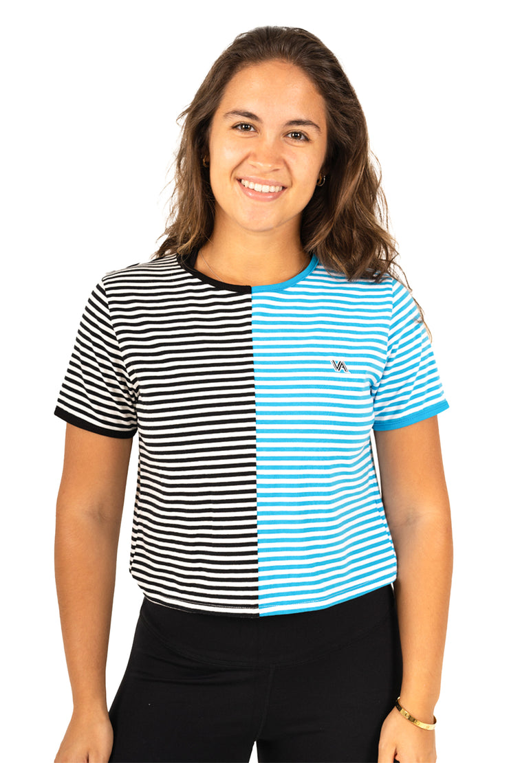 Activewear has become over saturated with bland, monotone designs - designed only to cover you up at the gym. We set out to change that, designing our Striped Crop T-Shirt. This bold take on the two-tone design will be sure to turn some heads.